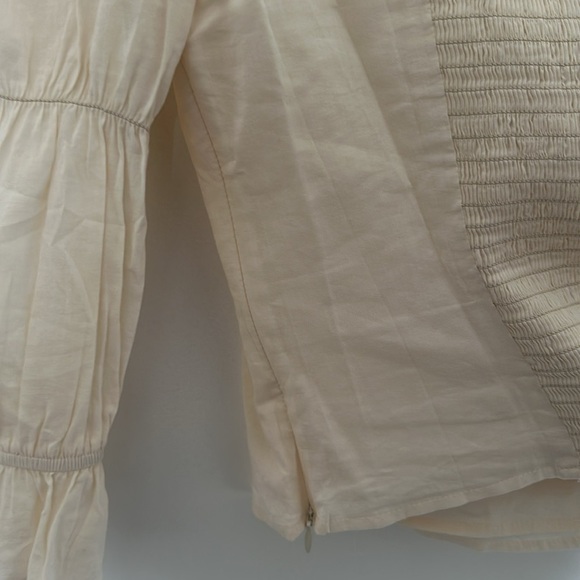 Reformation Amalie Tiered Square Neck Long Sleeve Top Embroidered Ivory | size 2 - Picture 12 of 12